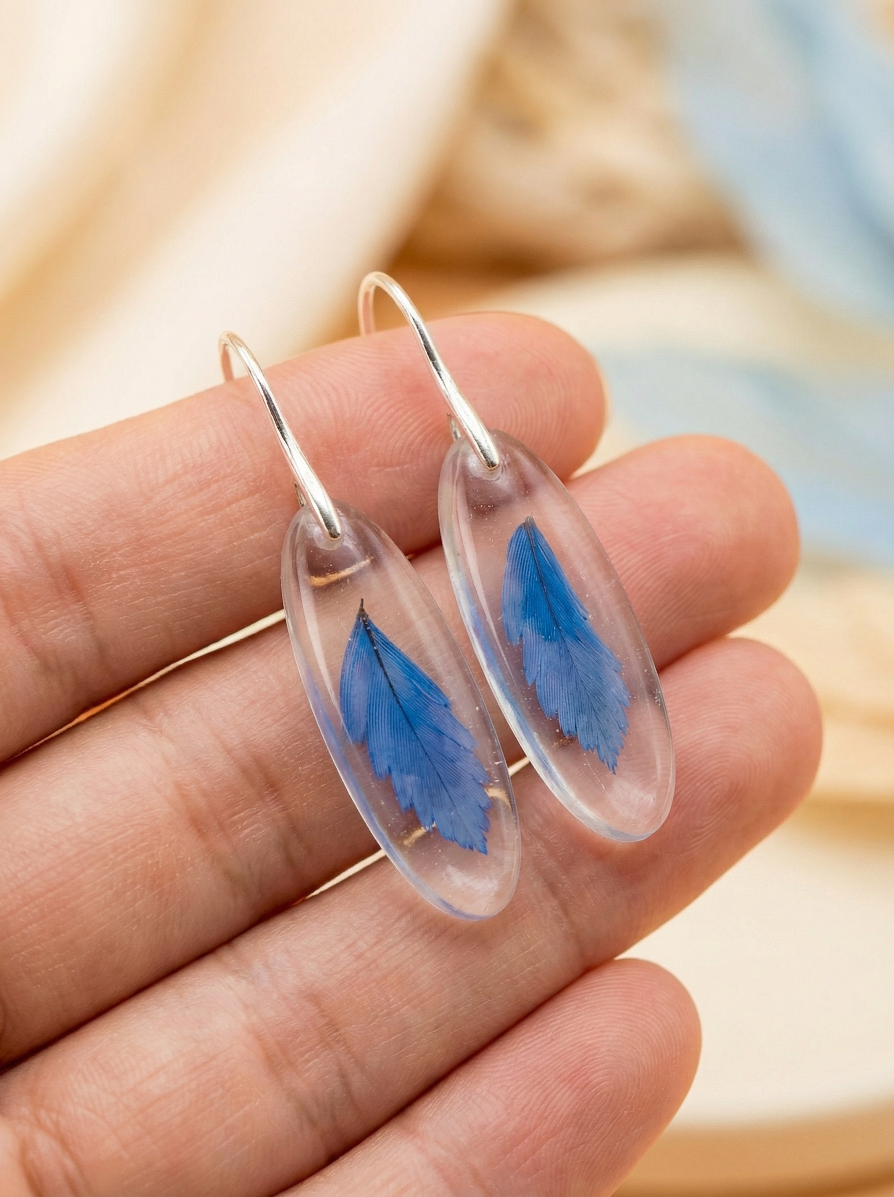 Resin Ohrringe mit Blattmotiv | Sterling Silber Ohrhänger – Bild 2