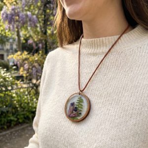 Botanischer Harz Anhänger, Gepresste Blumen Kette