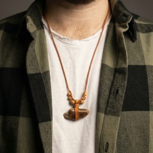 Herren Lederhalskette, Naturstein Anhänger