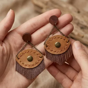 Handgemachte Leder Fransen Ohrringe, Boho Hängeohrringe