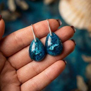 Handgemachte Harz Ohrringe, Sterling Silber 925 Haken