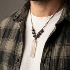 Epoxidharz Anhänger Halskette, Verstellbare Kordel Choker, Heilstein Schmuck, Unisex Boho Geschenk, Spiritueller Minimalismus