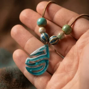 Handgemachte Halskette, Einzigartiger Harz Anhänger Schmuck