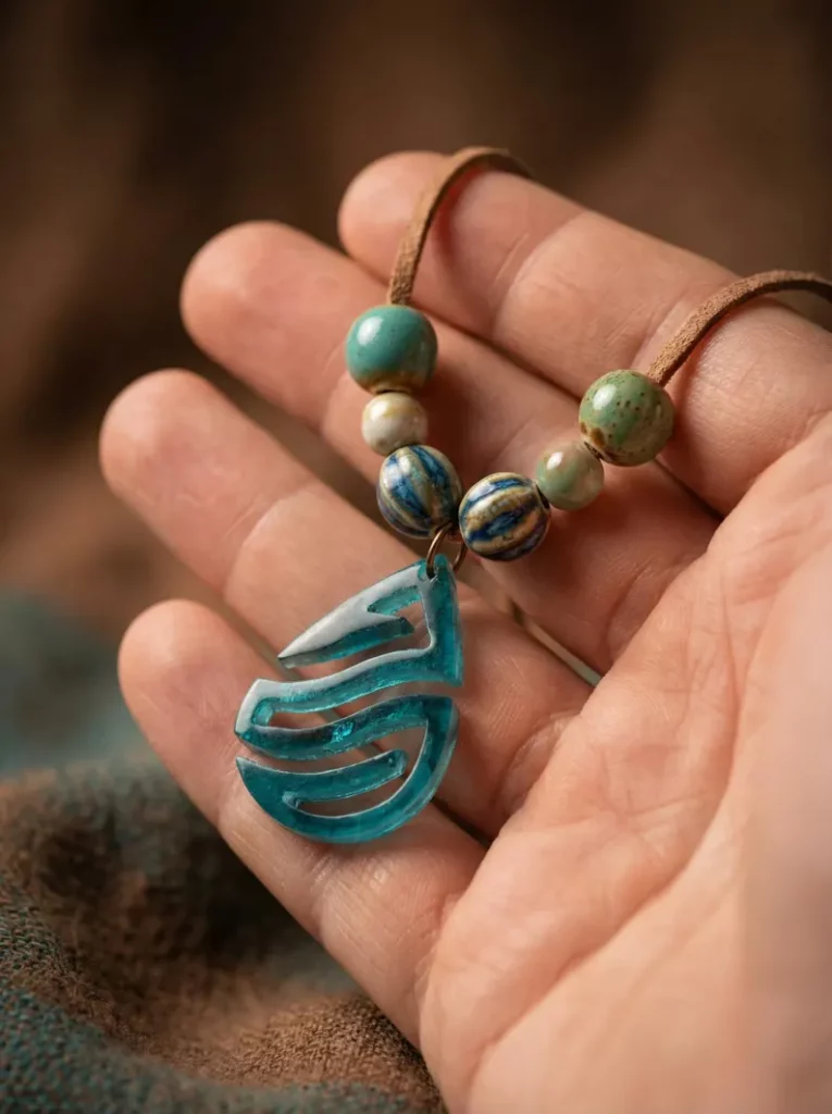 Handgemachte Halskette, Einzigartiger Harz Anhänger Schmuck