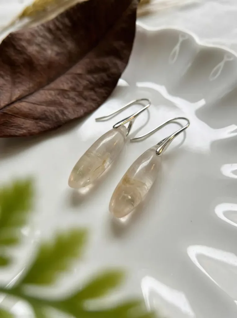 Natur Edelstein Ohrringe, Sterling Silber Hakenohrringe